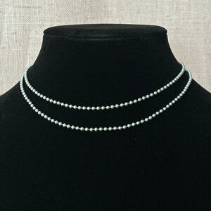 Vintage Sterling Silver 925 Dog Tag/ Ball Bead Chain Necklace 6+ grams 30 inches